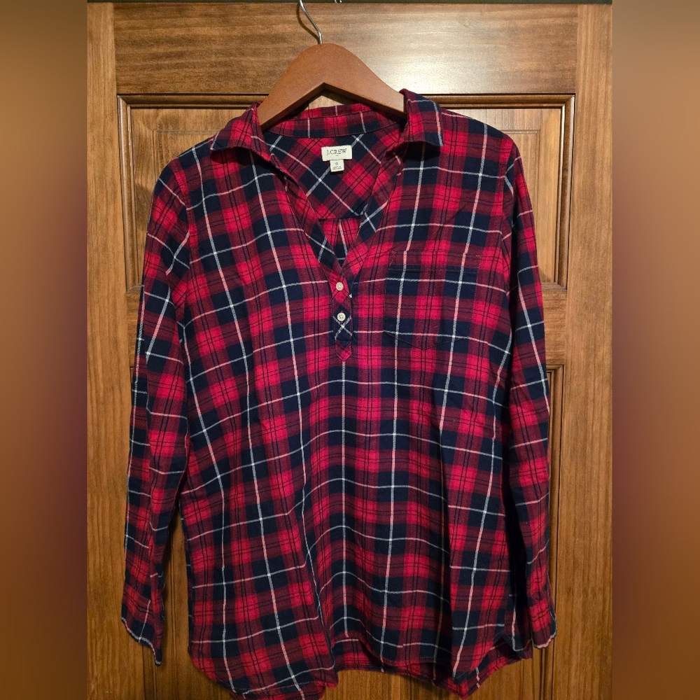 J. Crew Classic Red and Blue Plaid Button Up Shirt